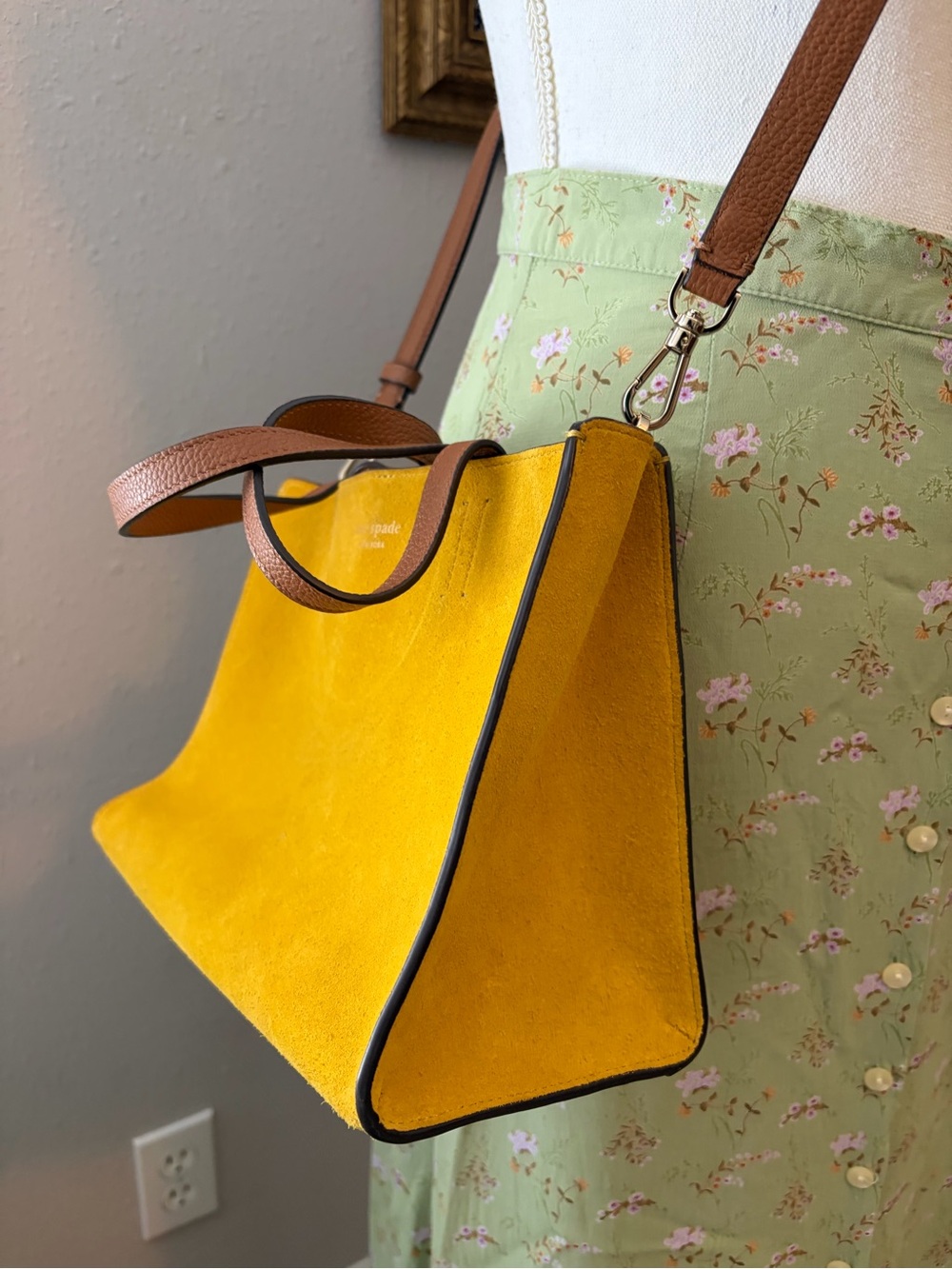 Kate Spade Sam Yellow Suede Medium Satchel